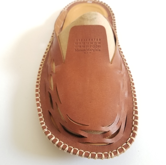 Maison Margiela Leather Flat Mules Sandals Size 39 Brown Tan - Picture 7 of 8